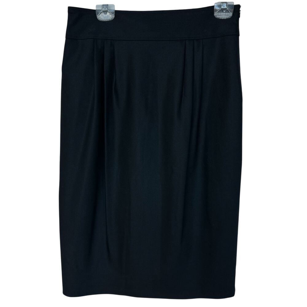 Vintage Burberry London Skirt Black Wool Cashmere Pencil Pleated Women's Size 8